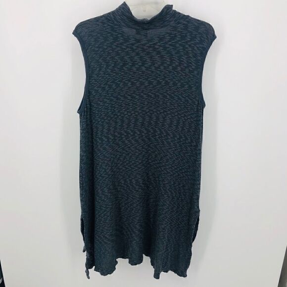 Left of Center Sz M Gray Sleeveless Slouchy Lagenlook Relaxed Fit Collar Top - Picture 6 of 10